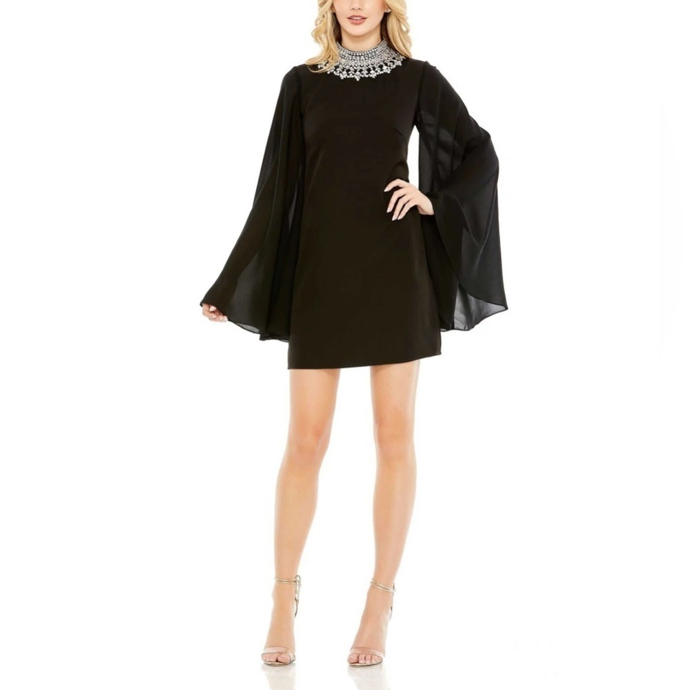 Mac Duggal  Angel Sleeves Rhinestone Collar Dress 8